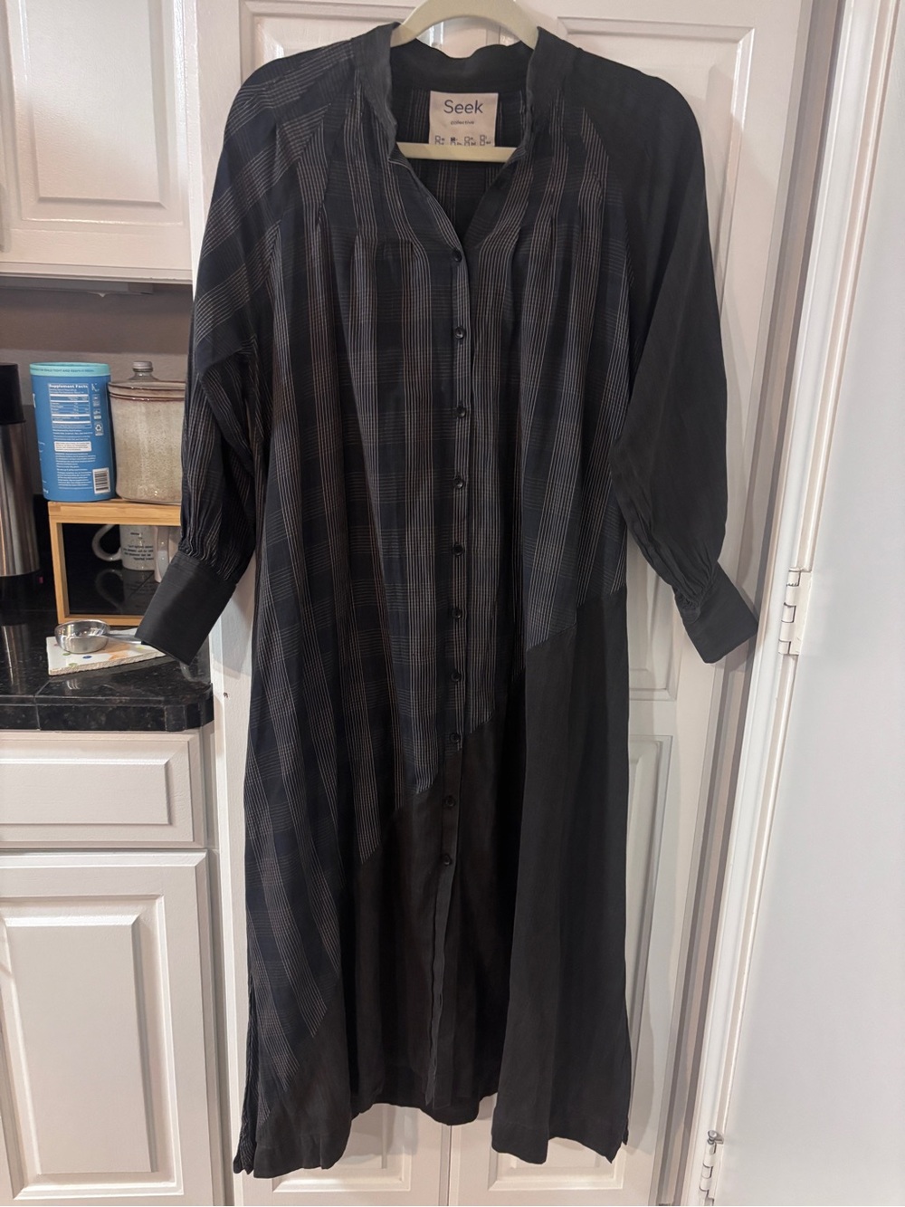 Seek Black Striped Midi Shirt Dress